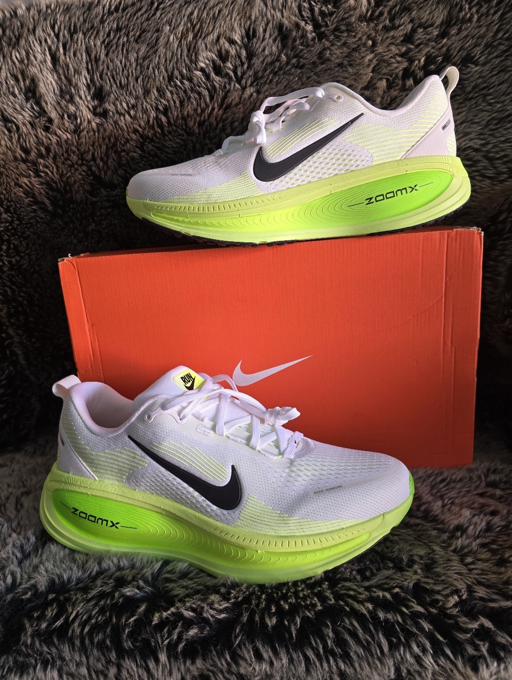 Nike ZoomX White Neon Running Shoes